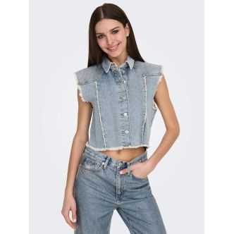 ONLHOLLYWOOD CRYSTAL DNM VEST RED CRO