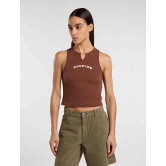 DICKIES V-NECK TOP - BROWN