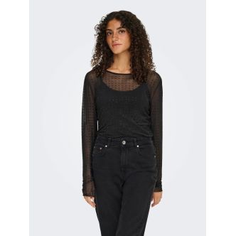 ONLHILEN LS RHINESTONE MESH TOP WVN