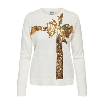 ONLXMAS LS O-NECK MIX DETAIL BOX KNT