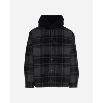 PIEDMONT HOOODED PLAID SHACKET BLK/ASPHA
