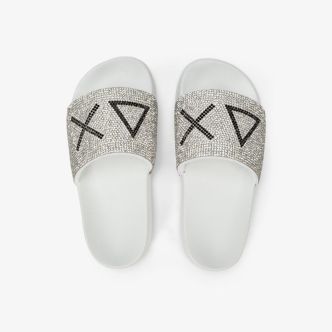 SUN68 GIRL'S SLIPPERS STRASS LOGO